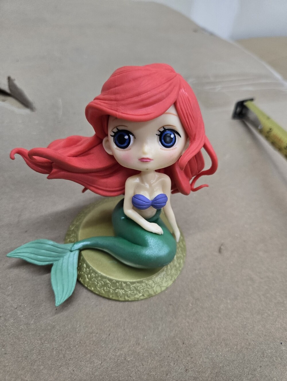 Red-Haired Little Mermaid Figurine with Green Tail and Purple Top Cake Topper